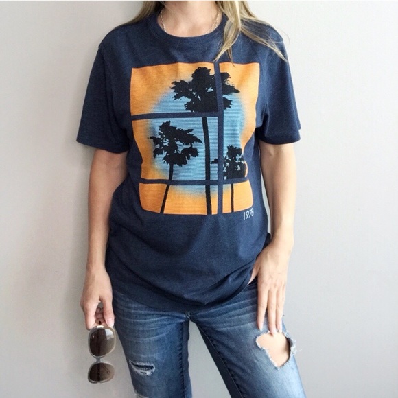 BANANA REPUBLIC Palm Tree 1978 Tee sz S